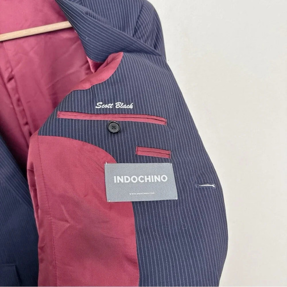 Indochino  Mens 42R Custom Pin Stripe Sport Coat Blazer Wool - Picture 10 of 15